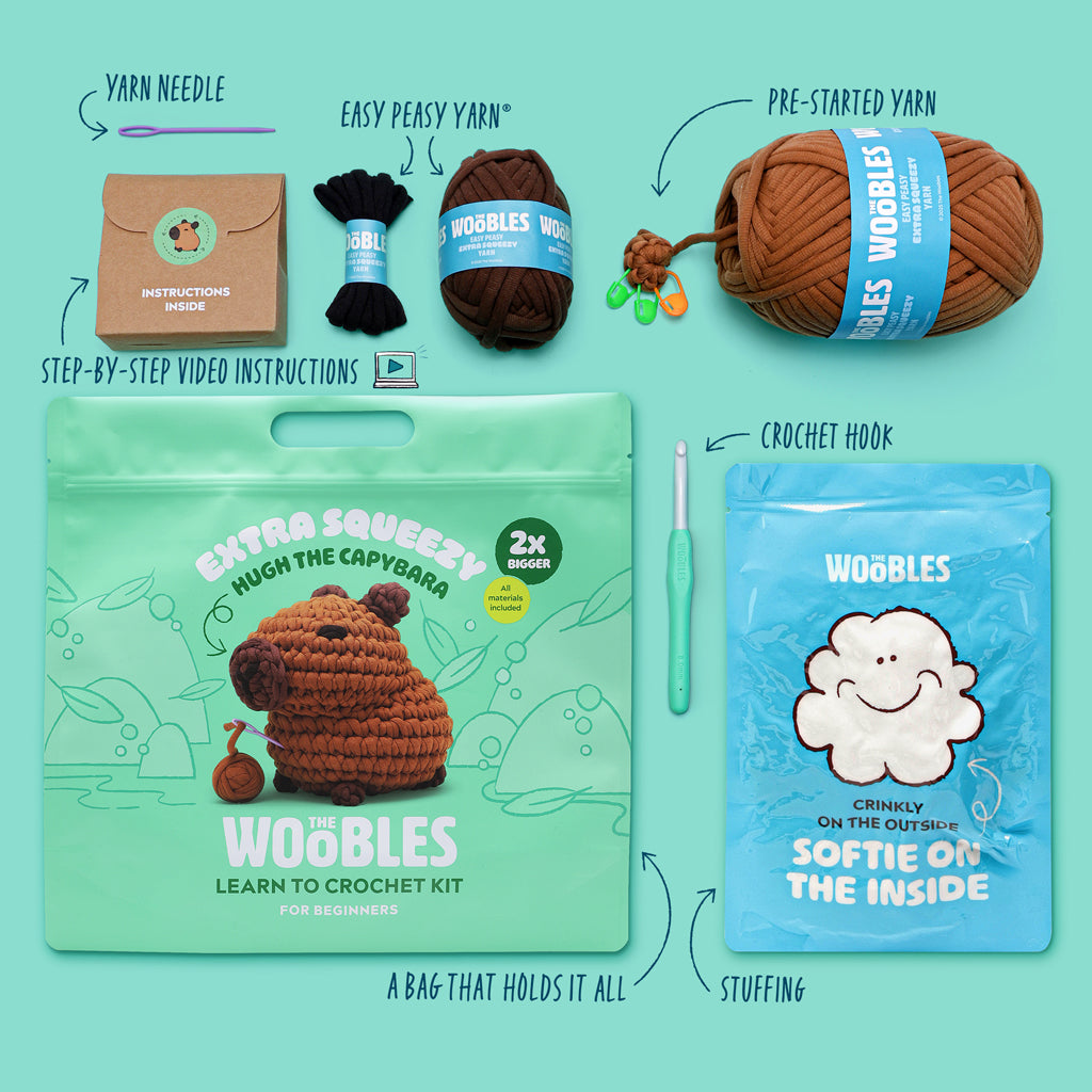 Hugh the Capybara Extra Squeezy Crochet Kit | The Woobles - Image 3